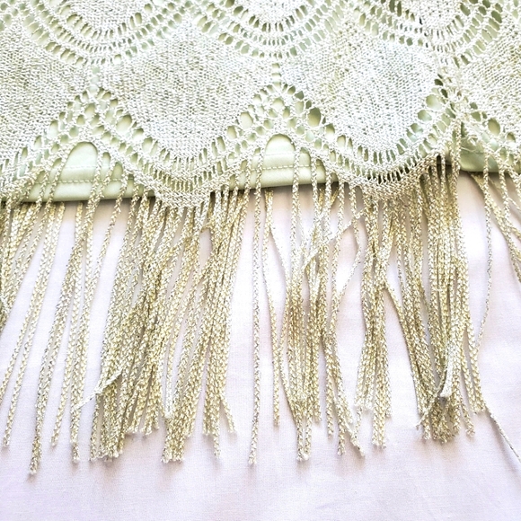 Jessica Green Metalic Ovelay Fringe Dress - Picture 3 of 6